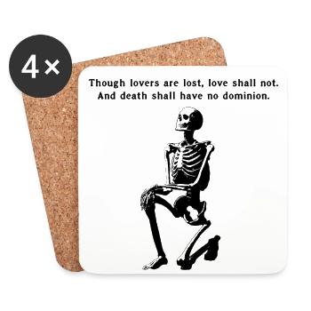Kneeling Skeleton - Tarot Death with Quote - Coasters (set of 4) - white - Front