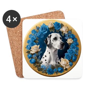 Dalmatinische und blaue Rosen - Untersetzer (4er-Set) - Weiß - Vorne