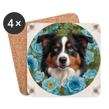 Blue-eyed Australian Shepherd Dog - Coasters (set of 4) - white - Front