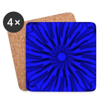 Blue and black star geometric design - Coasters (set of 4) - white - Front