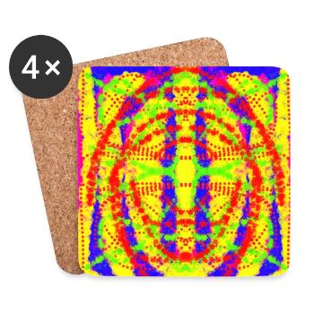 Abstract yellow and blue design - Coasters (set of 4) - white - Front