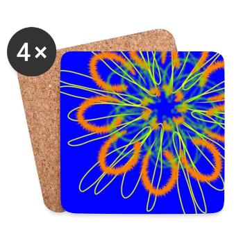 Abstrakte Blume auf blauem Hintergrund - Untersetzer (4er-Set) - Weiß - Vorne