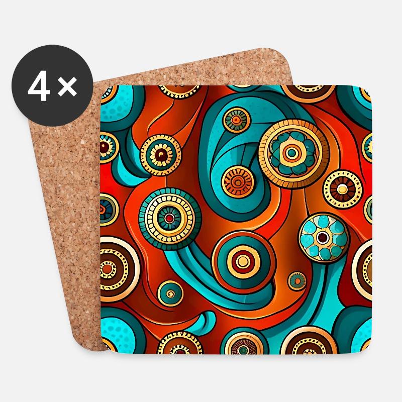 Modern Ajrakh Seamless Pattern - Coasters (set of 4) - white