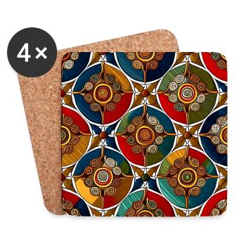Motif Ajrakh moderne - Dessous de verre (lot de 4) - blanc - Devant