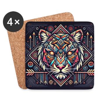 Tigre géométrique - Dessous de verre (lot de 4) - blanc - Devant