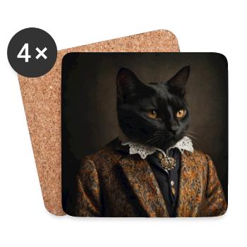 Portrait of a cat in a costume - Coasters (set of 4) - white - Front