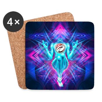 "Avalokiteśvara" Psytrance Goa Trance Style/Clair - Dessous de verre (lot de 4) - blanc - Devant