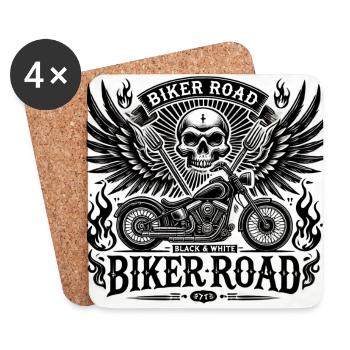 Moto Squelette : Ride ou Diable - Dessous de verre (lot de 4) - blanc - Devant