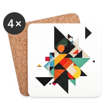 Cooles Geometrisches 80s Motiv - Untersetzer (4er-Set) - Weiß - Vorne