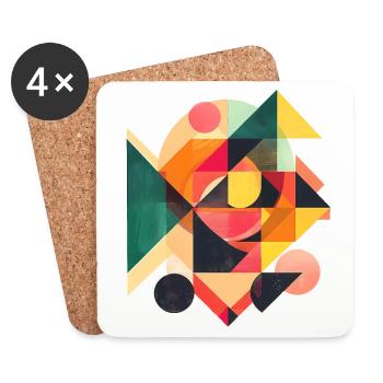 Cooles Geometrisches 80s Motiv - Untersetzer (4er-Set) - Weiß - Vorne