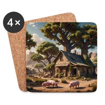 Schweinefarm - Untersetzer (4er-Set) - Weiß - Vorne
