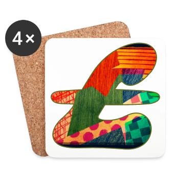 Abstract Pattern in Vivid Colors - Coasters (set of 4) - white - Front