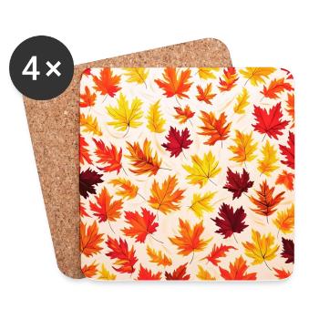 Herbstlaub-Muster - Untersetzer (4er-Set) - Weiß - Vorne