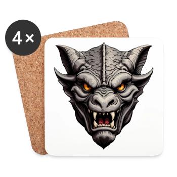 Portrait of a beautiful gargoyle - Coasters (set of 4) - white - Front