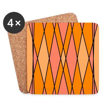 Pêche, rose et orange, abricot - Dessous de verre (lot de 4) - blanc - Devant