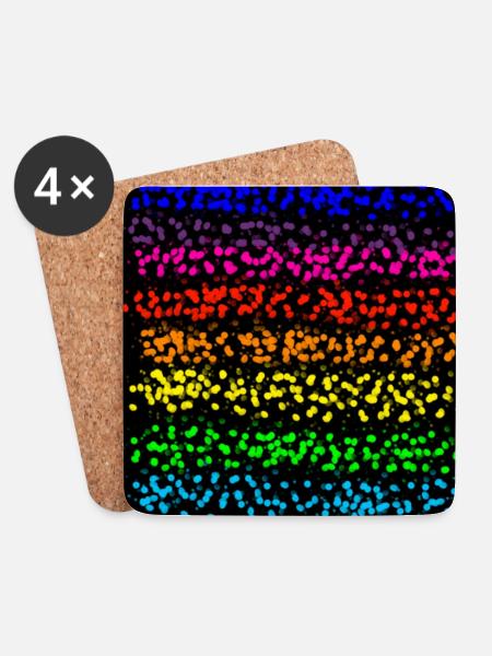 Punktstreifen in Regenbogenfarbe - Untersetzer (4er-Set) - Weiß