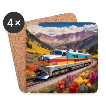 Santa Fe Diesellokomotive mit Waggons - Untersetzer (4er-Set) - Weiß - Vorne