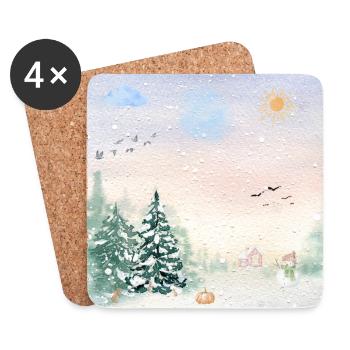 Winter Wonderland Snowy Landscape - Coasters (set of 4) - white - Front