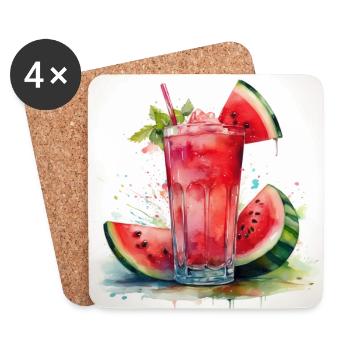 Fresh Watermelon Juice Art Print - Coasters (set of 4) - white - Front