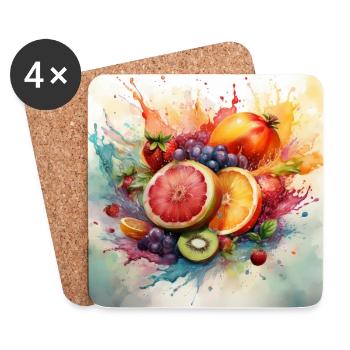 Vibrant Fruit Explosion Art - Coasters (set of 4) - white - Front