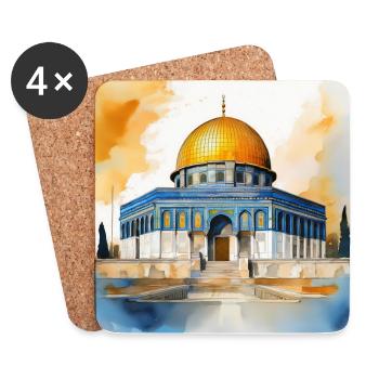 Iconic Dome of the Rock Watercolour Art - Coasters (set of 4) - white - Front