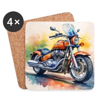 Bold Retro Motorcycle Design - Coasters (set of 4) - white - Front