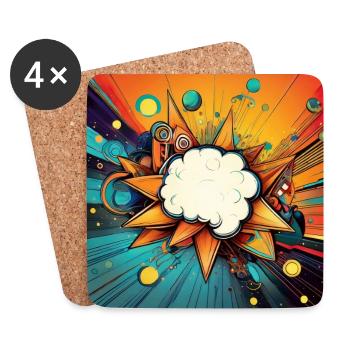 Vibrant Abstract Explosive Cloud Design - Coasters (set of 4) - white - Front
