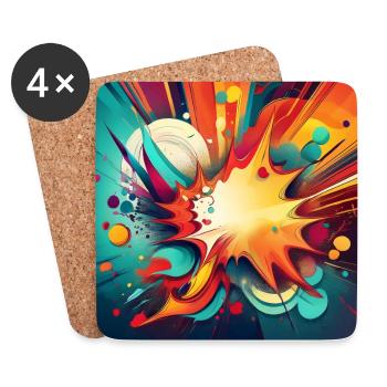 Abstract Colourful Splash with Explosive Design - Coasters (set of 4) - white - Front