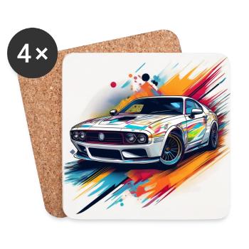 Vibrant Classic Car Design T-Shirt - Coasters (set of 4) - white - Front