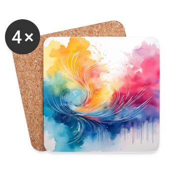 Colourful Abstract Water Art - Coasters (set of 4) - white - Front