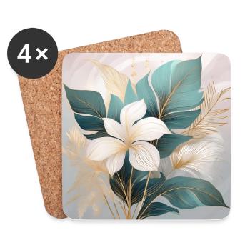 Elegant Tropical Botanical Design - Coasters (set of 4) - white - Front
