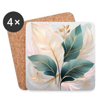 Elegant Tropical Leaves Art - Nature-Inspired Art - Coasters (set of 4) - white - Front