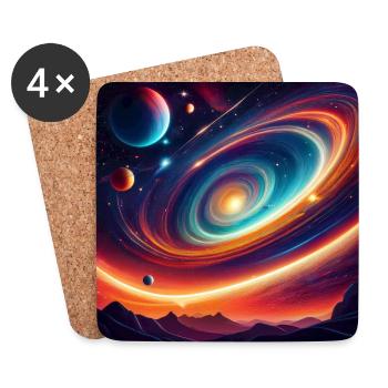 Vibrant Cosmic Exploration - Coasters (set of 4) - white - Front