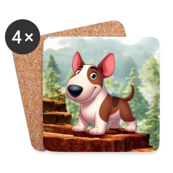 bull terrier 2 - Dessous de verre (lot de 4) - blanc - Devant