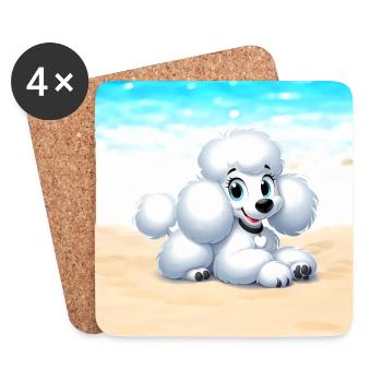 Poodle 5 - Coasters (set of 4) - white - Front