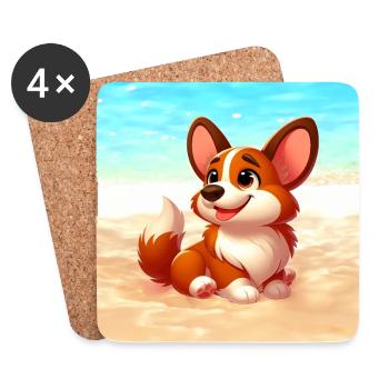 Corgi 3 - Coasters (set of 4) - white - Front