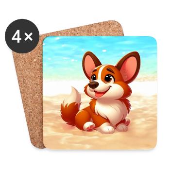 Corgi 3 - Coasters (set of 4) - white - Front