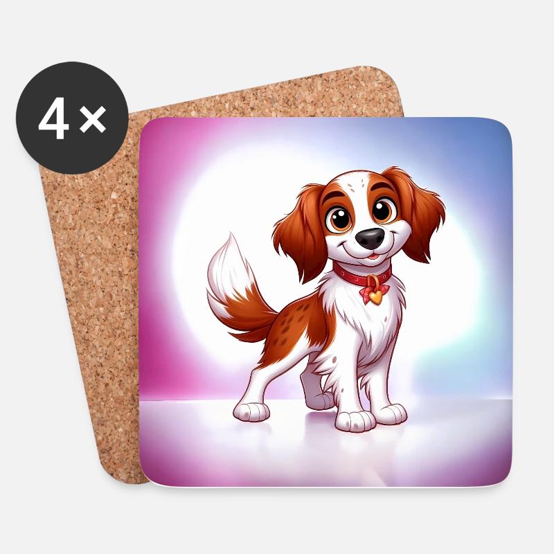 Brittany Spaniel 4 - Coasters (set of 4) - white