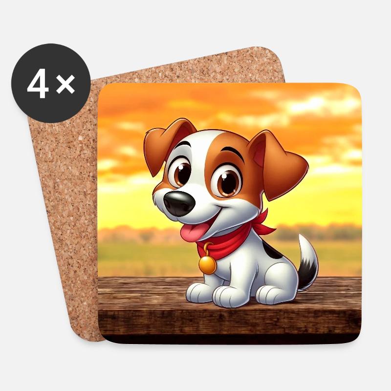 fox terrier 4 - Dessous de verre (lot de 4) - blanc
