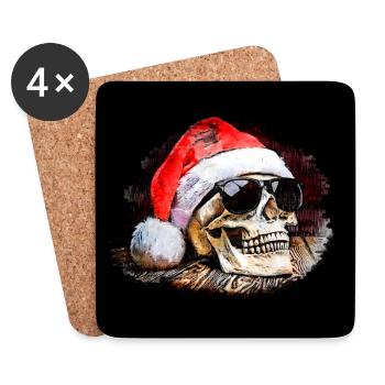 HoHoHo Skull - Untersetzer (4er-Set) - Weiß - Vorne