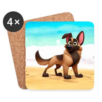 malinois 6 - Dessous de verre (lot de 4) - blanc - Devant