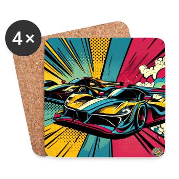 GT Vehicle Popart - Coasters (set of 4) - white - Front