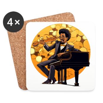 Piano-Zauberin - Untersetzer (4er-Set) - Weiß - Vorne