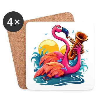 Jazzy Flamingo - Untersetzer (4er-Set) - Weiß - Vorne
