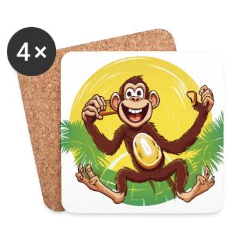 Rhythm Monkey - Coasters (set of 4) - white - Front