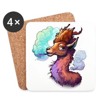 Blazing Attitude: Smokin Hot Llama Illustration - Coasters (set of 4) - white - Front