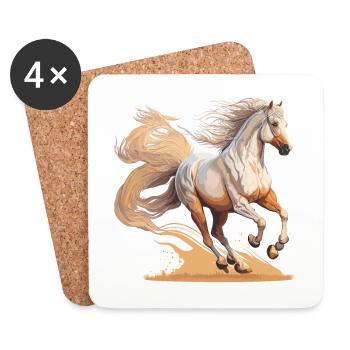 Spirit of Freedom : Œuvre d’art de cheval majestueux - Dessous de verre (lot de 4) - blanc - Devant