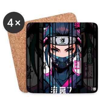 Ver.2 - Cyborg Ninja Kanji - Untersetzer (4er-Set) - Weiß - Vorne
