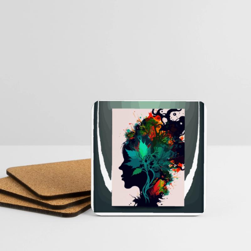 Cool Weed Head: A Psychedelic and Abstract Artwork Coasters (set of 4)