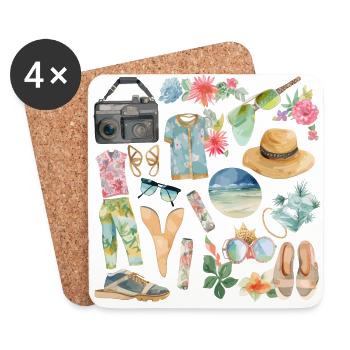 Summer Dreams: Watercolor Travel Clipart Collectio - Coasters (set of 4) - white - Front